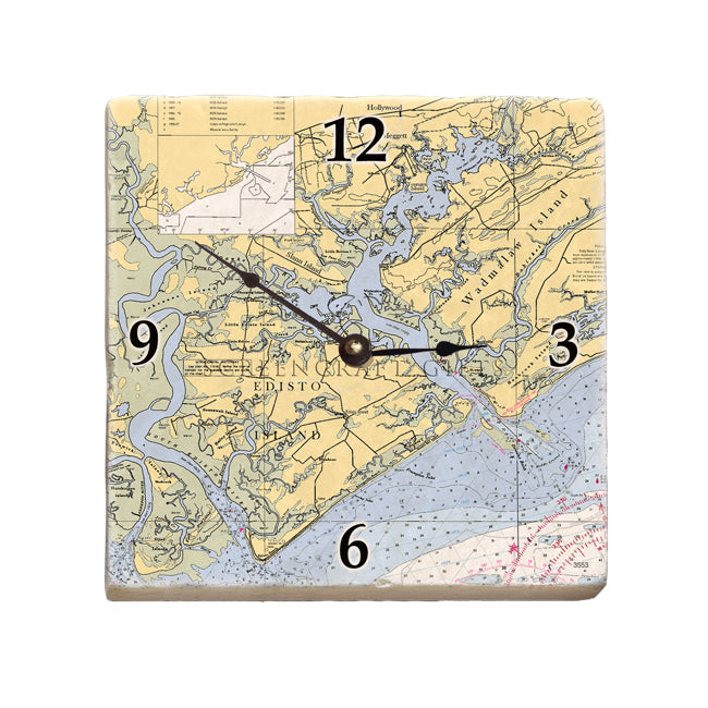 Edisto Island, SC - Marble Desk Clock