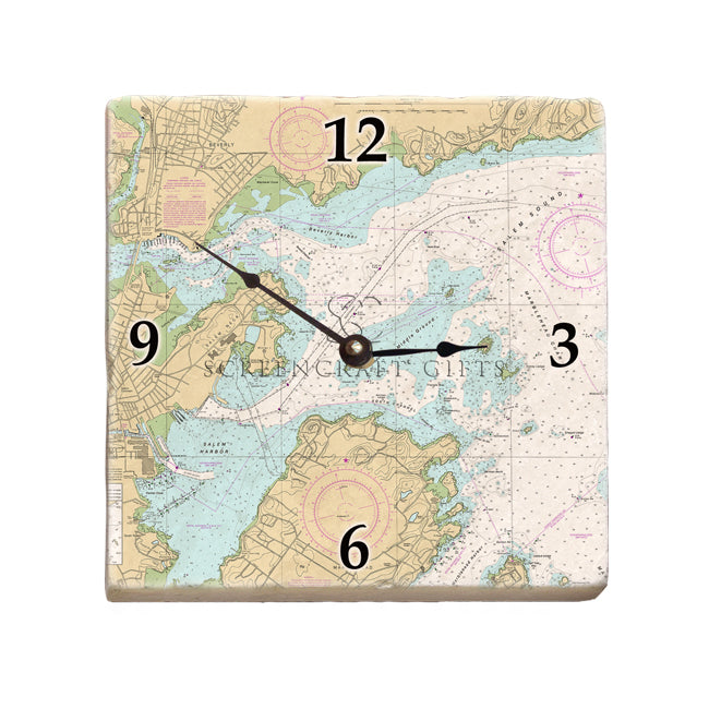 North Shore, MA - Marble Desk Clock