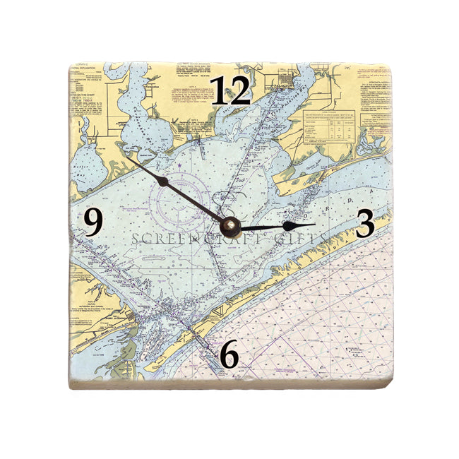 Matagorda Bay, TX- Marble Desk Clock