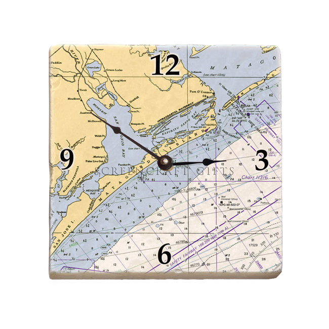 Matagorda Island, TX- Marble Desk Clock