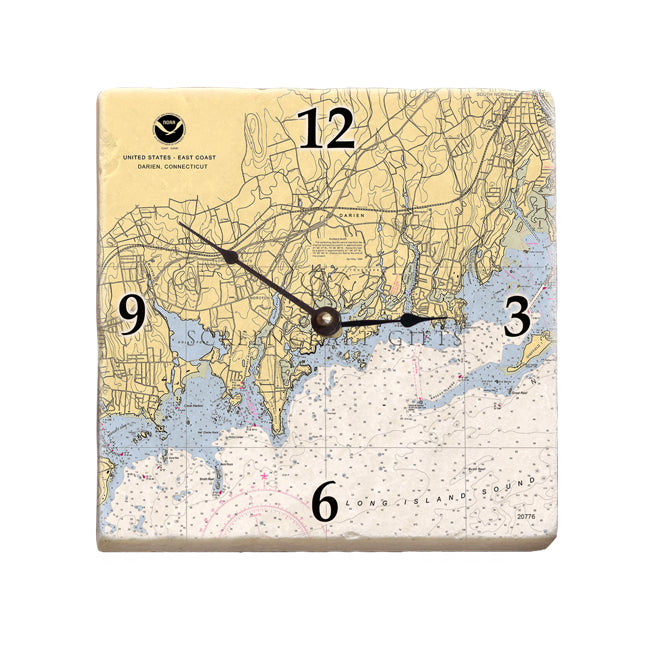 Darien, CT  - Marble Desk Clock