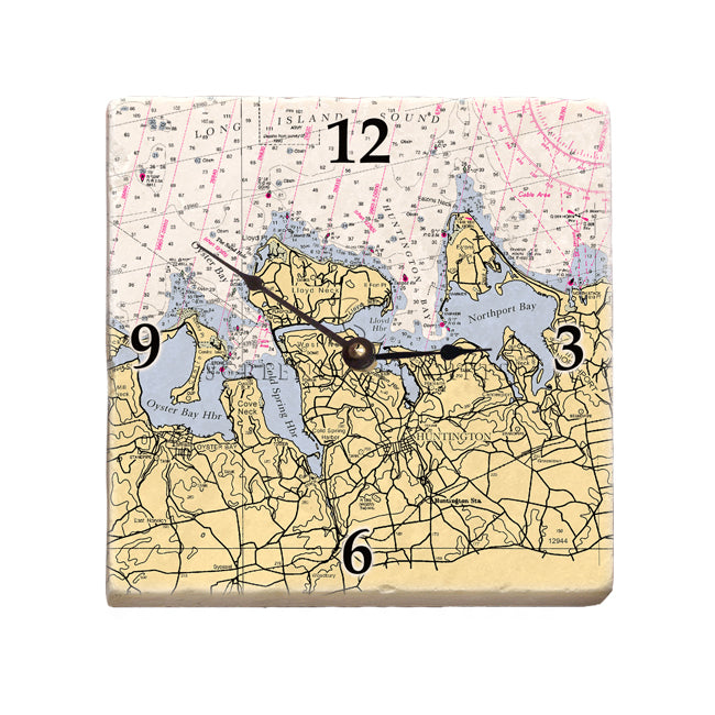 Huntington Bay, NY- Marble Desk Clock