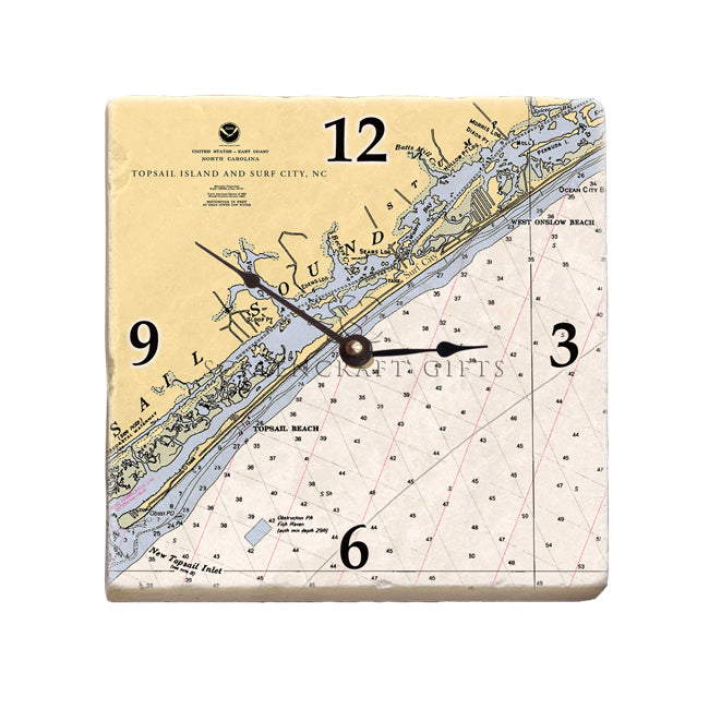 Surf City, NC  - Marble Desk Clock