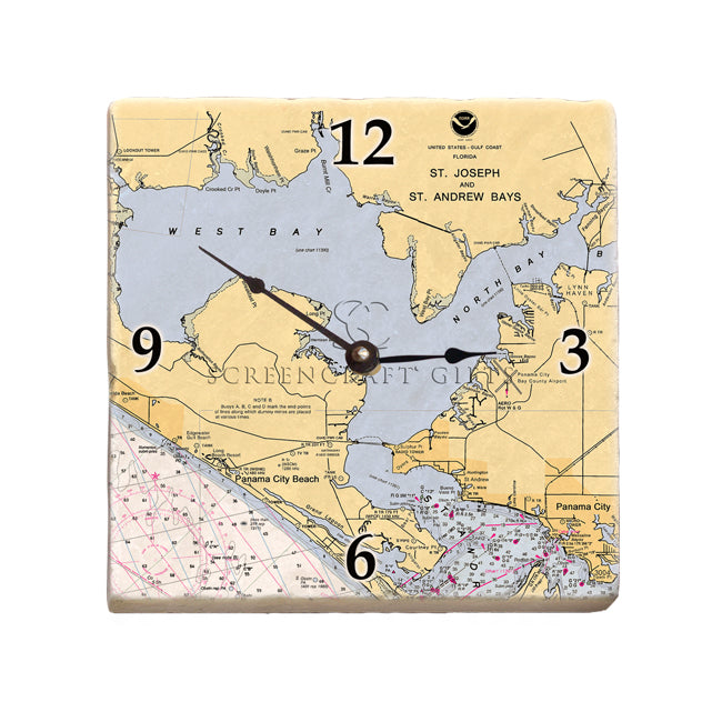 Panama City Beach, FL - Marble Desk Clock