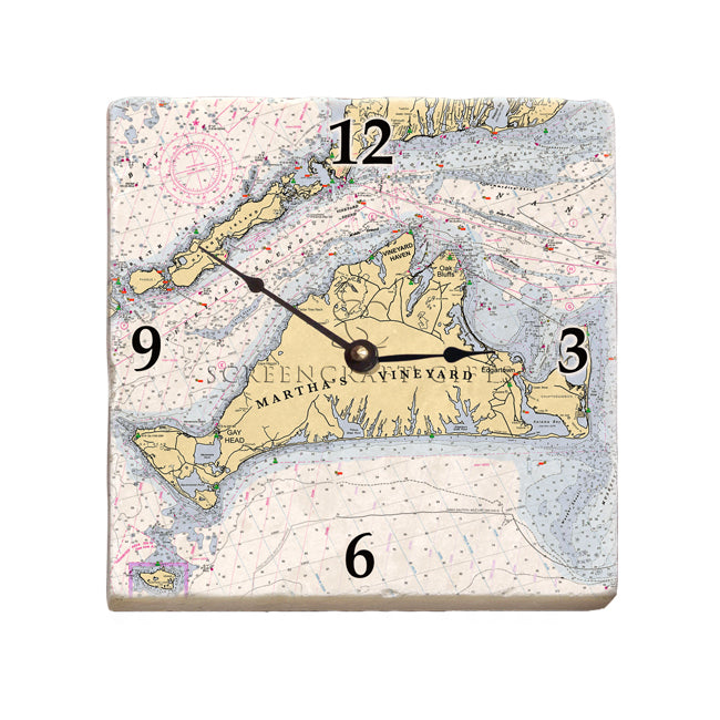 Martha's Vineyard, MA - Marble Desk Clock