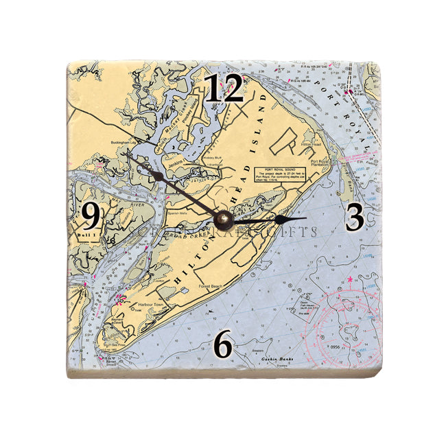 Hilton Head, SC - Marble Desk Clock