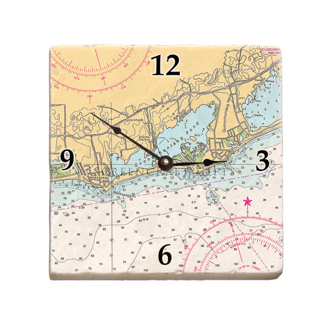 Quonochontaug, RI  - Marble Desk Clock