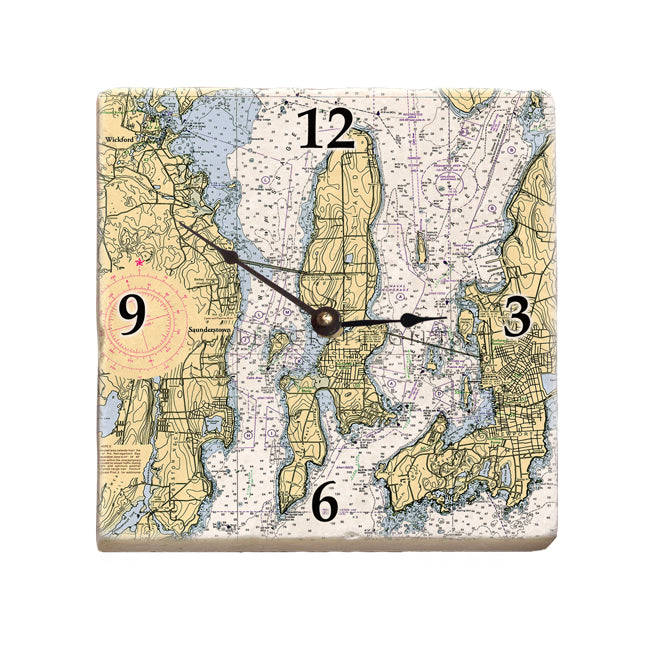 Wickford to Newport, RI- Marble Desk Clock