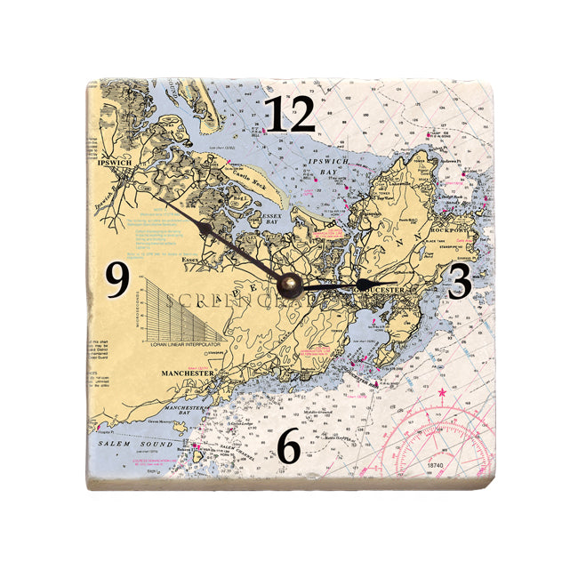 Cape Ann, MA - Marble Desk Clock