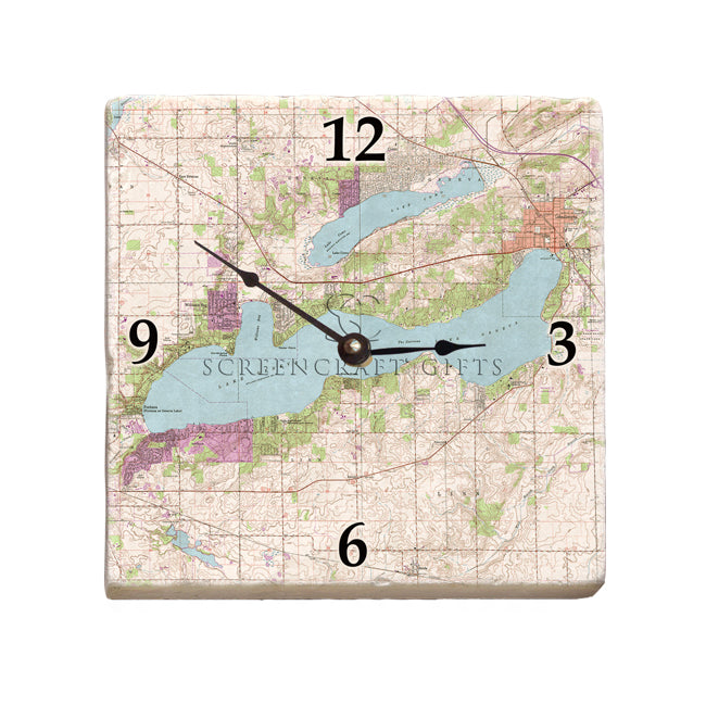 Lake Geneva, WI - Marble Desk Clock