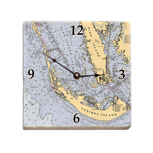 Sanibel Island, FL  - Marble Desk Clock
