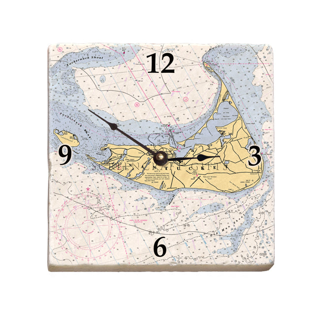 Nantucket, MA  - Marble Desk Clock