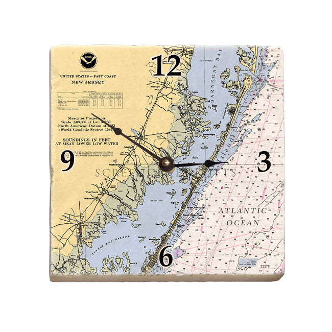 Long Beach Island, NJ- Marble Desk Clock