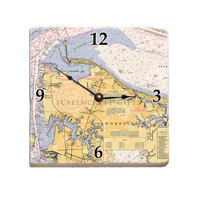 Norfolk, VA - Marble Desk Clock