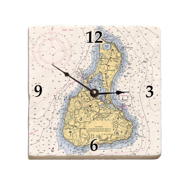 Block Island, RI - Marble Desk Clock