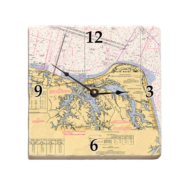 Cape Henry, VA  - Marble Desk Clock