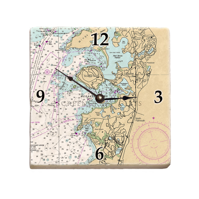 North Falmouth, MA  - Marble Desk Clock