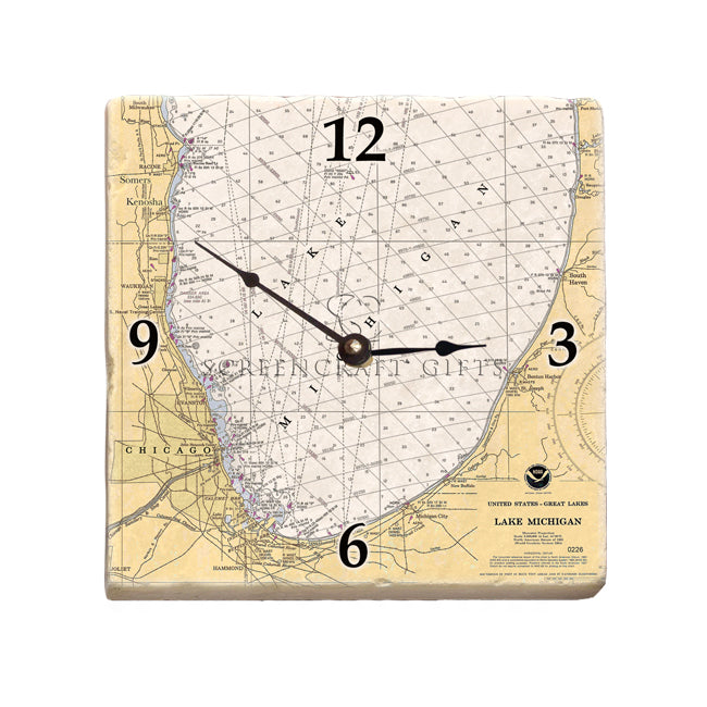 Lake Michigan -  Marble Desk Clock