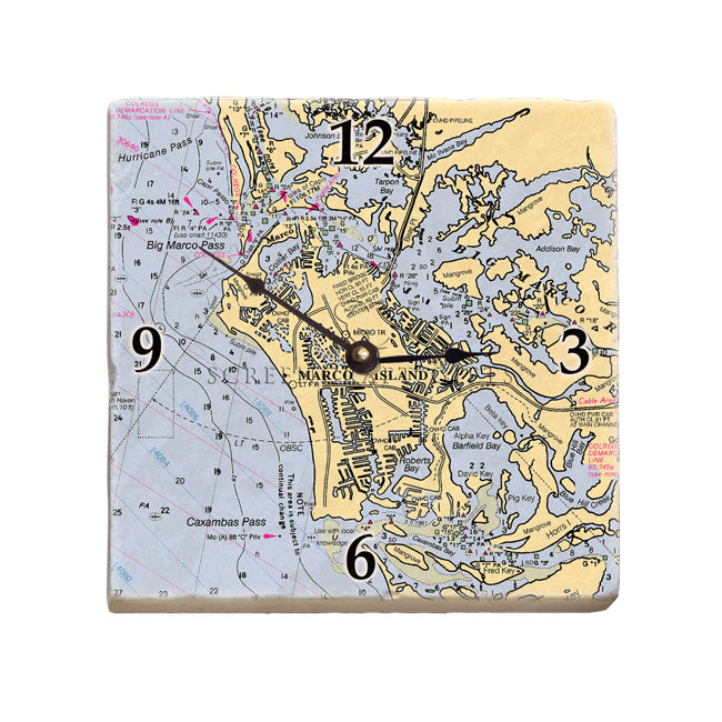 Marco Island, FL - Marble Desk Clock