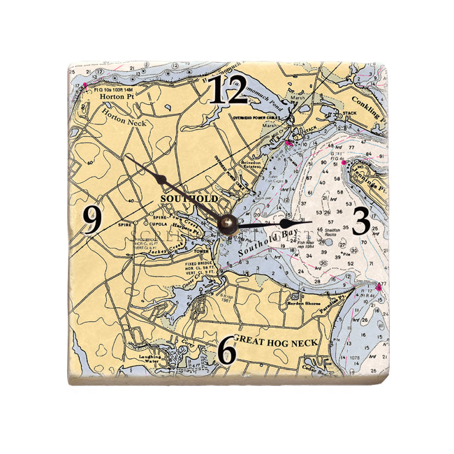 Southold, NY - Marble Desk Clock