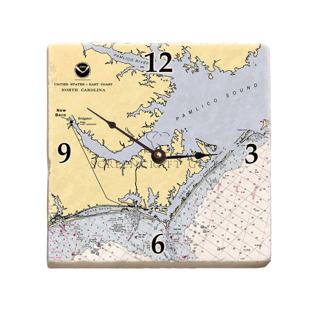 New Bern, NC - Marble Desk Clock