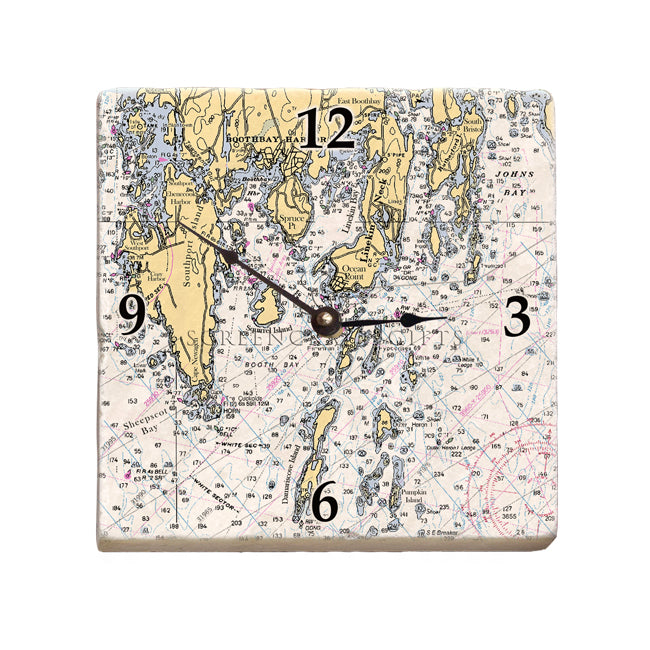 Boothbay Harbor, ME- Marble Desk Clock