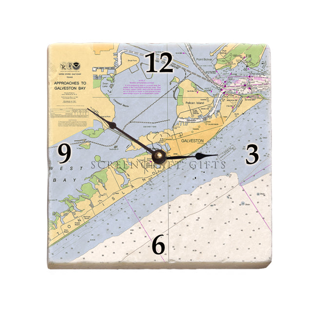Galveston, TX - Marble Desk Clock