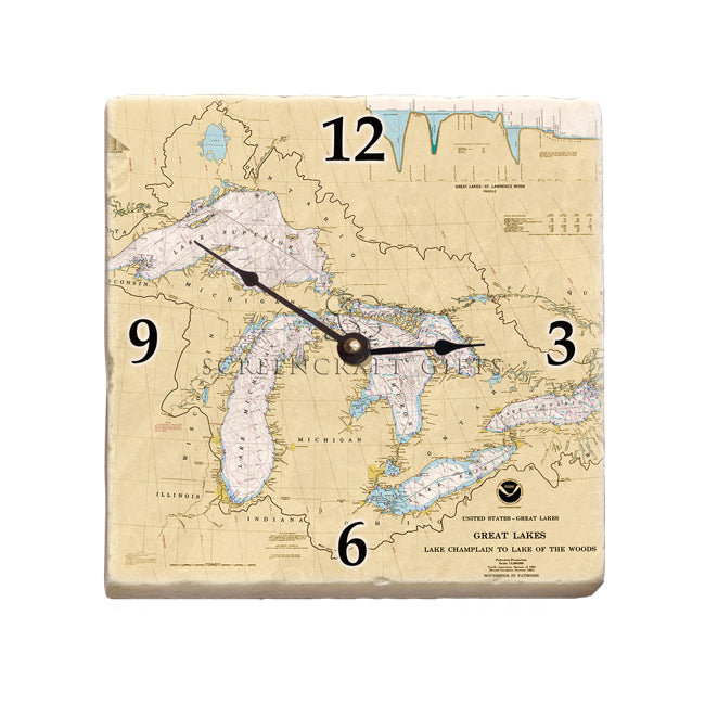 The Great Lakes - Marble Desk Clock