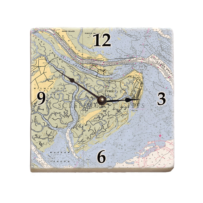 Tybee Island, GA  - Marble Desk Clock