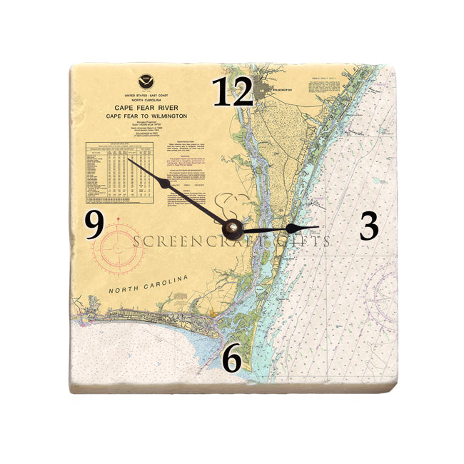 Cape Fear, NC - Marble Desk Clock