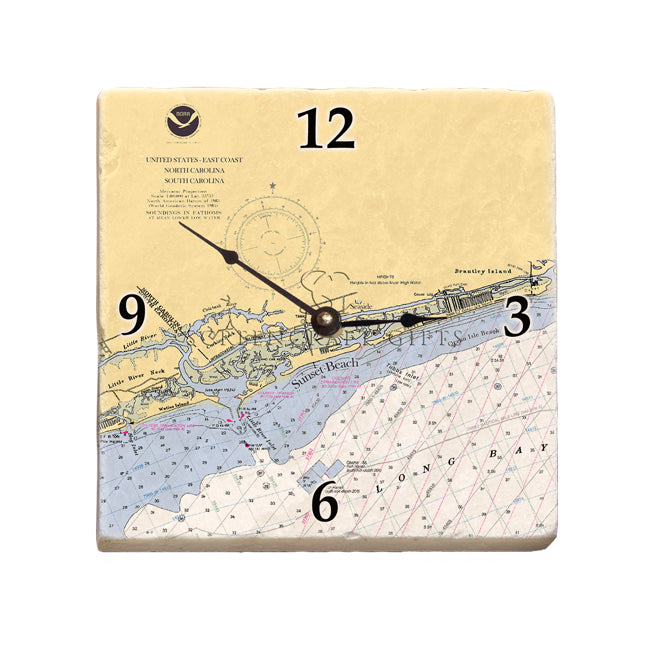 Sunset Beach, NC - Marble Desk Clock