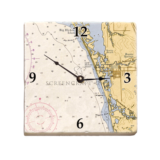 Bonita Springs, FL - Marble Desk Clock