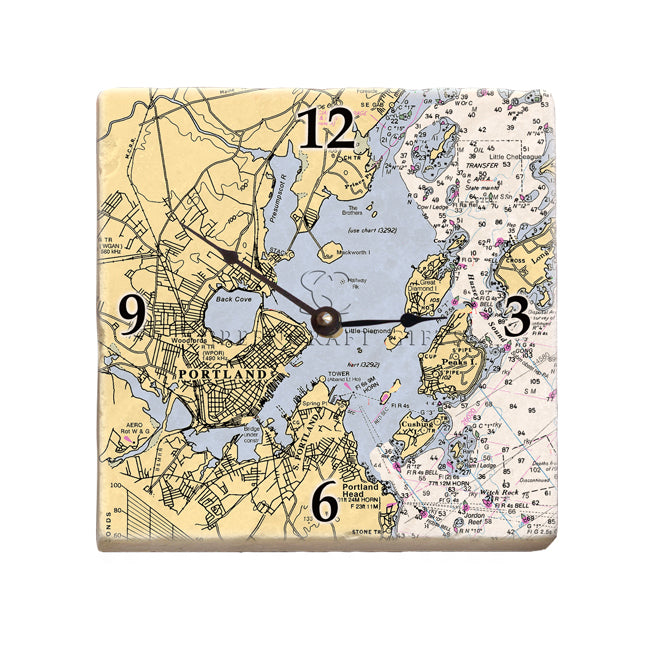 Portland, ME - Marble Desk Clock