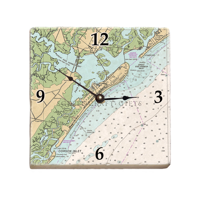 Ocean City, NJ - Marble Desk Clock