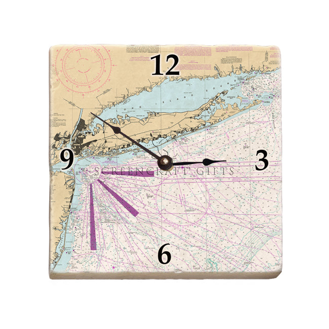 Long Island, NY  - Marble Desk Clock