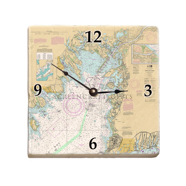 Buzzards Bay,  MA - Marble Desk Clock