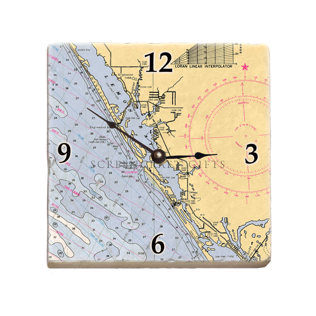 Manasota Key, FL  - Marble Desk Clock
