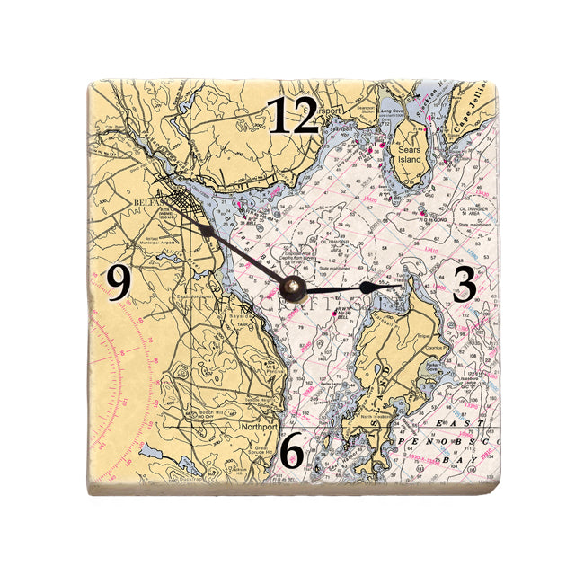 Belfast, ME  - Marble Desk Clock