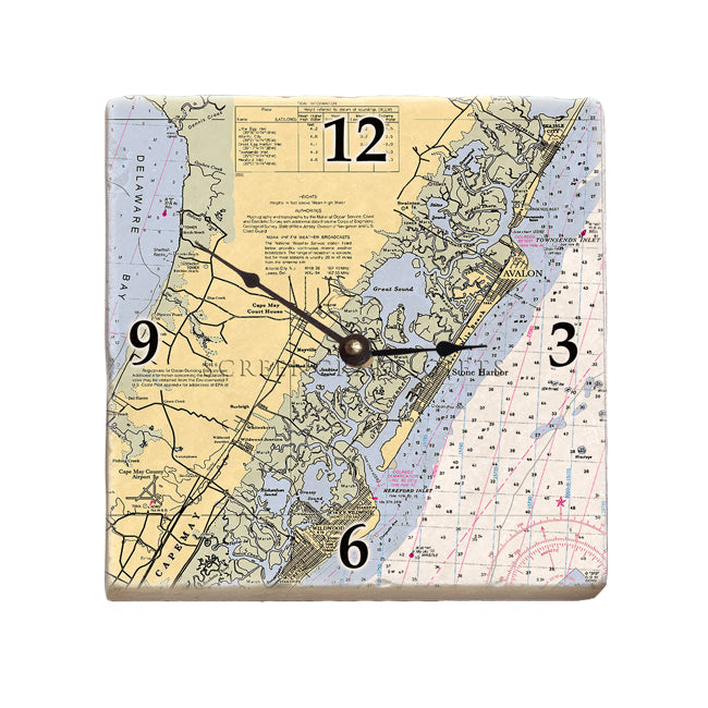 Stone Harbor, NJ - Marble Desk Clock