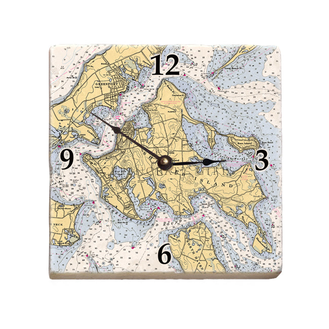 Shelter Island, NY- Marble Desk Clock