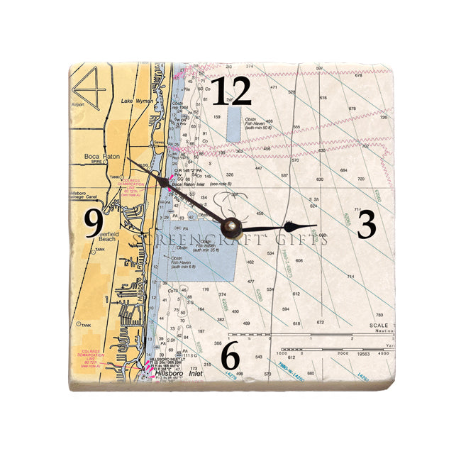 Deerfield Beach, FL - Marble Desk Clock