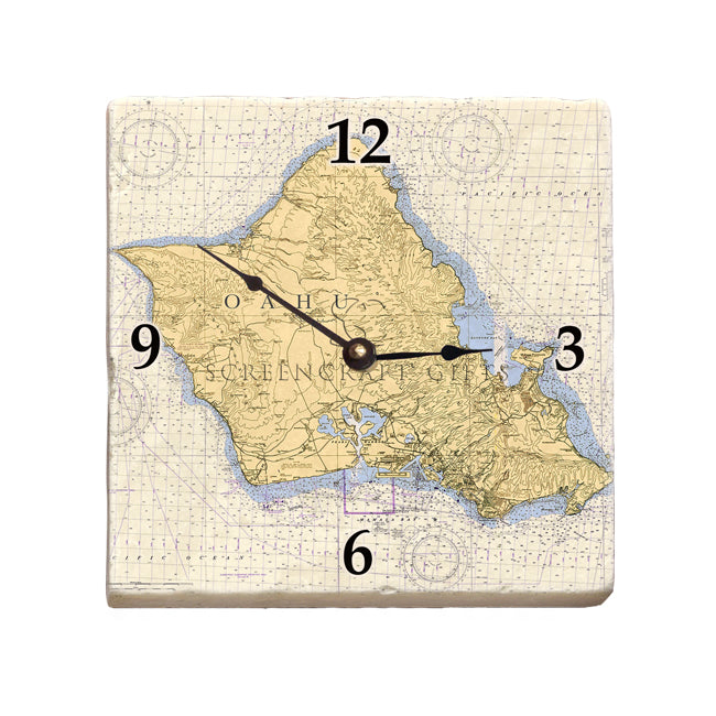 Oahu, HI- Marble Desk Clock