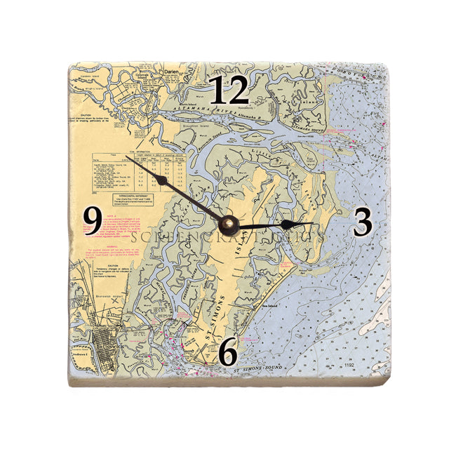 St. Simons Island, GA - Marble Desk Clock