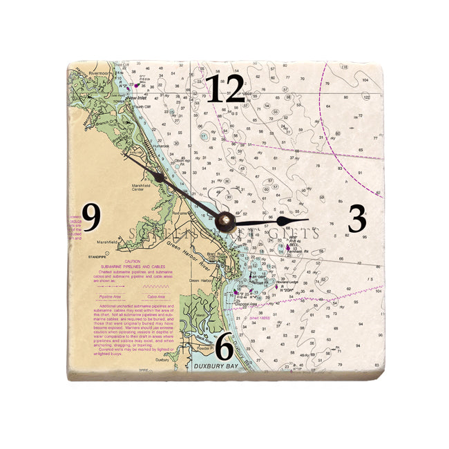 Marshfield, MA - Marble Desk Clock