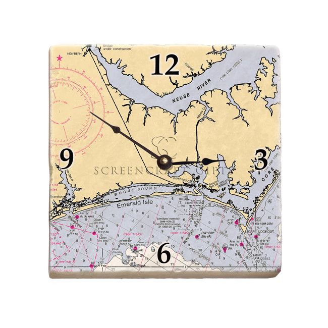 Emerald Isle, NC - Marble Desk Clock