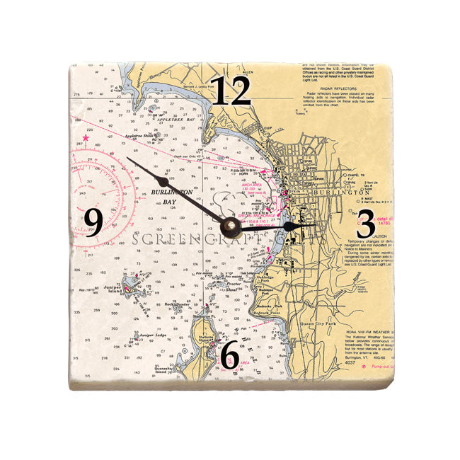 Burlington, VT - Marble Desk Clock