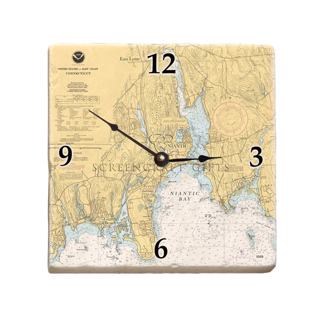 Niantic, CT - Marble Desk Clock