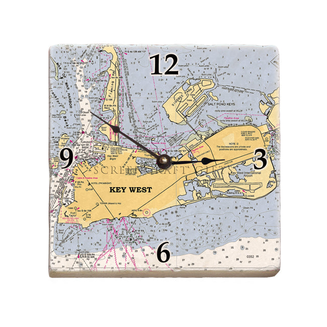 Key West, FL - Marble Desk Clock