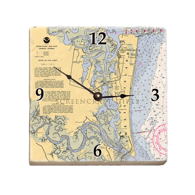 Amelia Island, FL - Marble Desk Clock