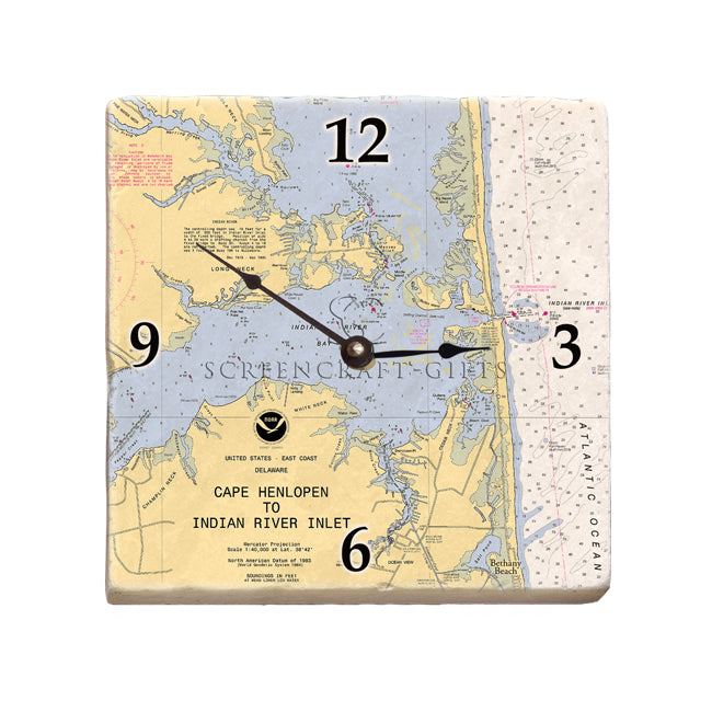 Indian River, DE - Marble Desk Clock